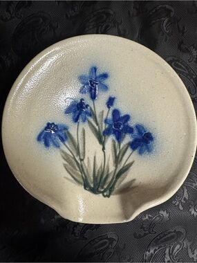 Salmon Falls Pottery Blue Cornflower Ceramic Spoon Rest